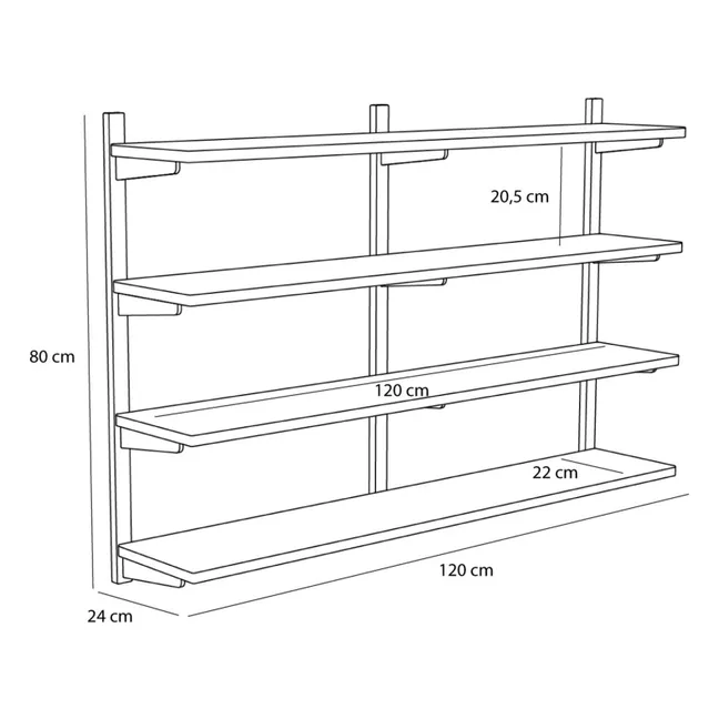 Long oak shelf