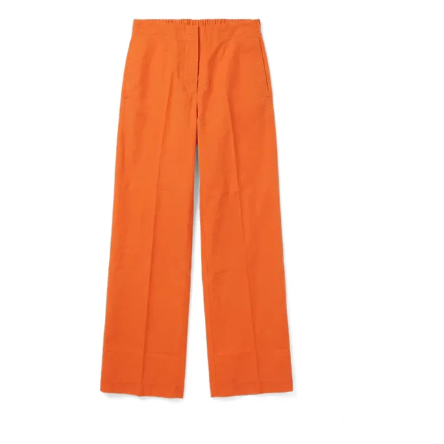 Cotton Gabardine Pants | Coral