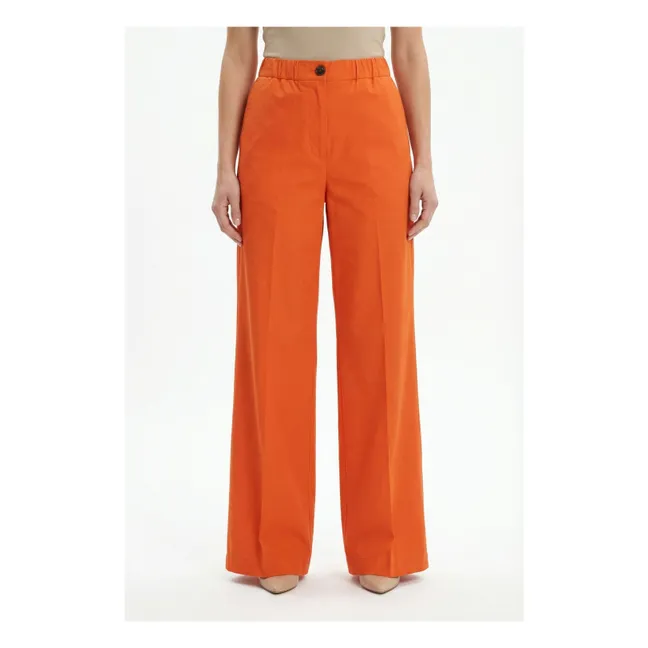 Cotton Gabardine Pants | Coral