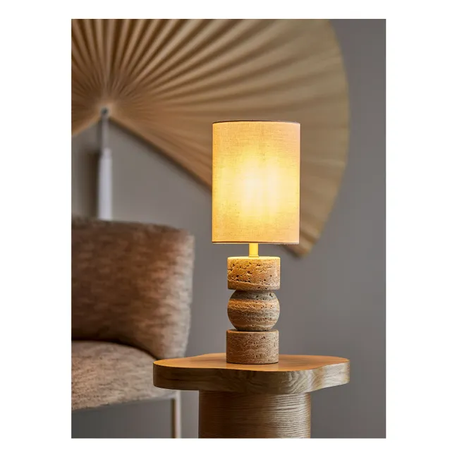 Lampe à poser en travertin Marci | Ecru