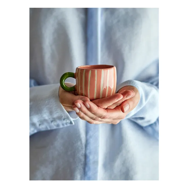 Nini striped stoneware mug | Pink
