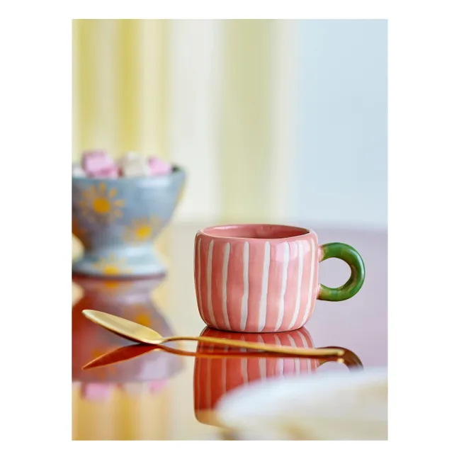 Nini striped stoneware mug | Pink