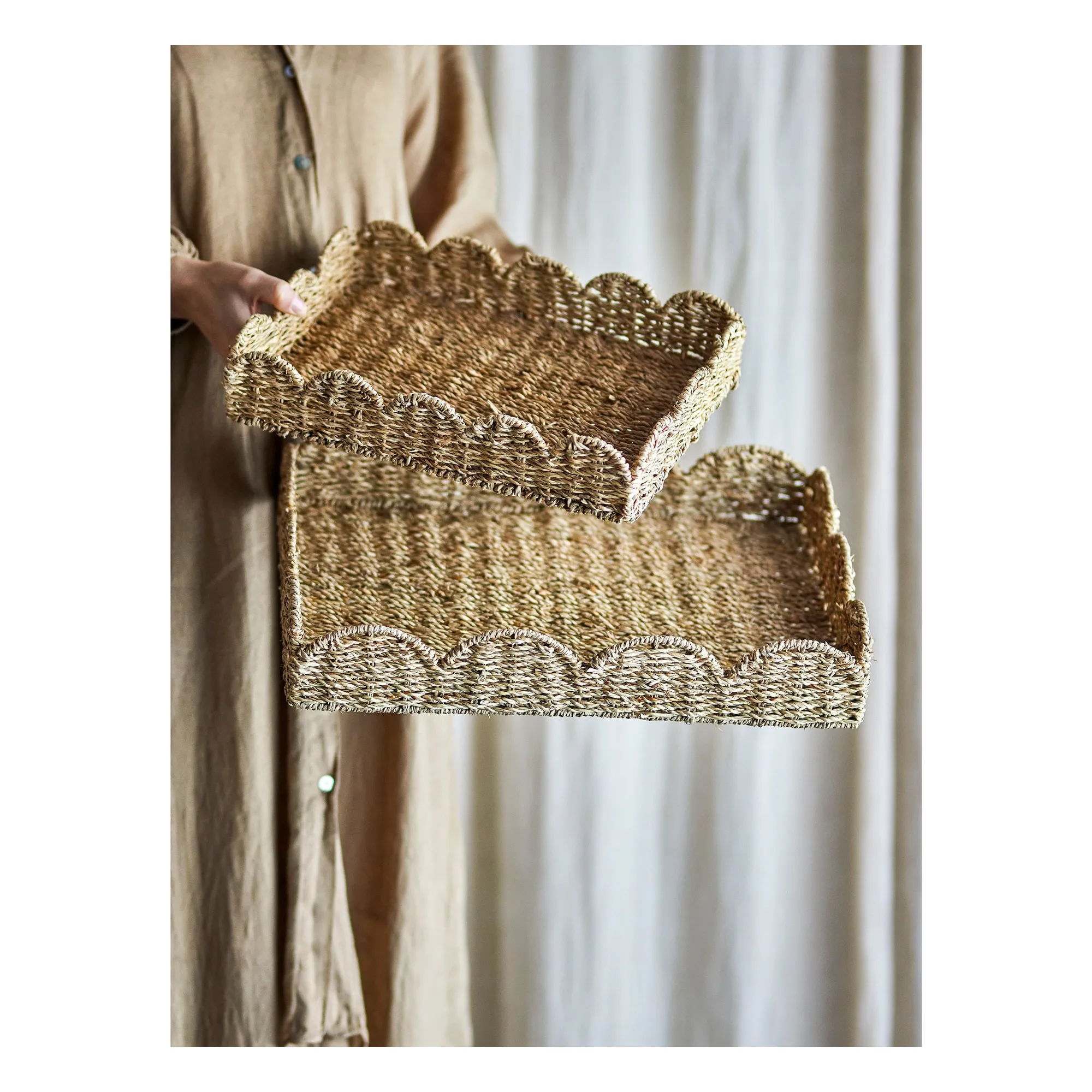 Plateau en osier Brea - Set de 2 | Marron- Image produit n°1