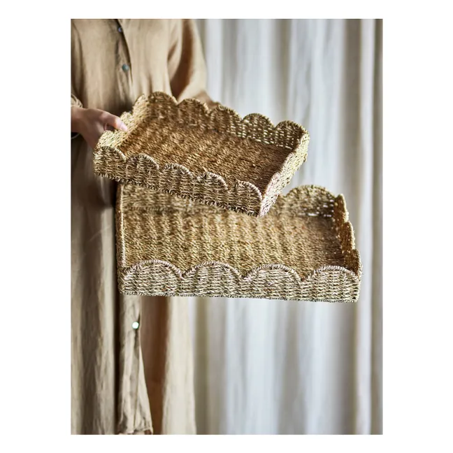 Plateau en osier Brea - Set de 2 | Marron