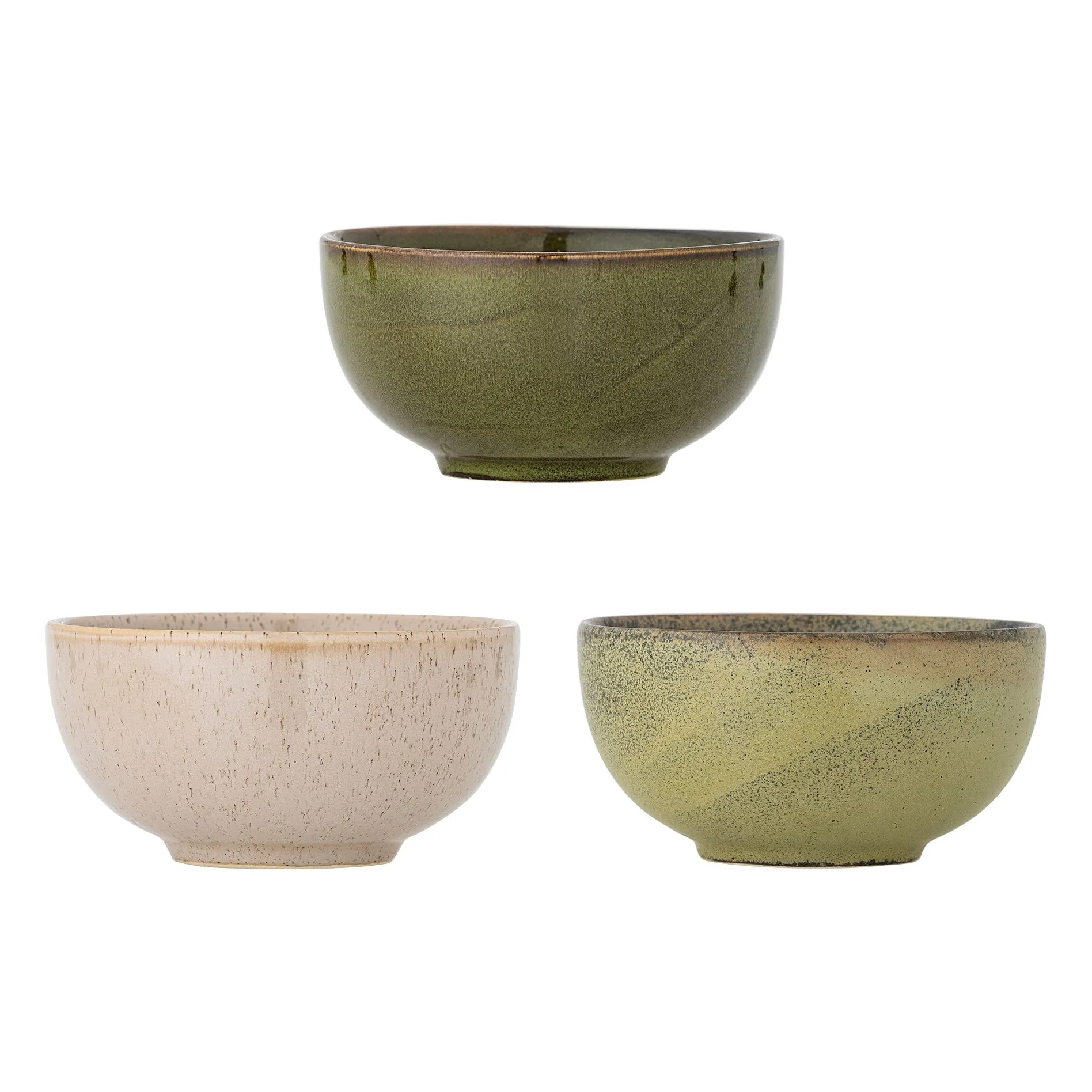 Bloomingville Green Addison Stoneware Bowls - Set Of 3