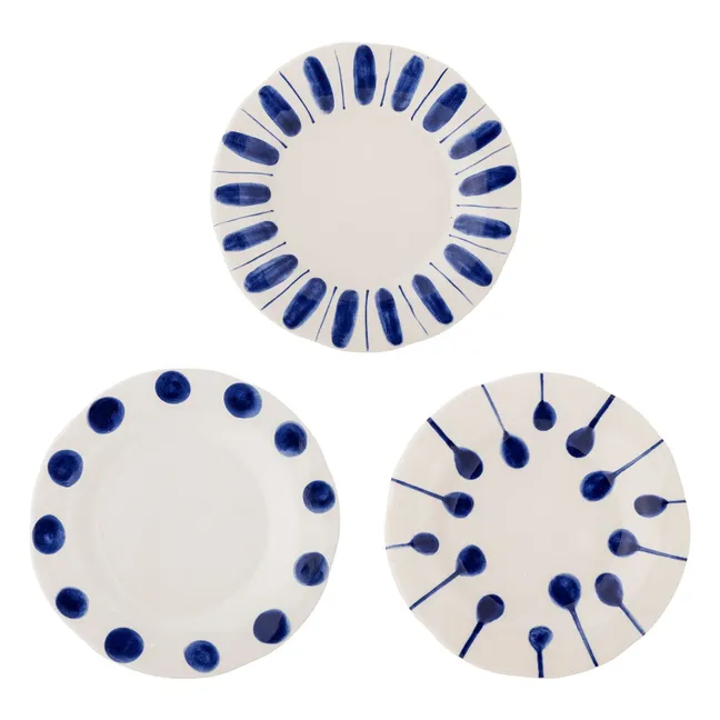 Linora dessert plates - Set of 3 | Blue