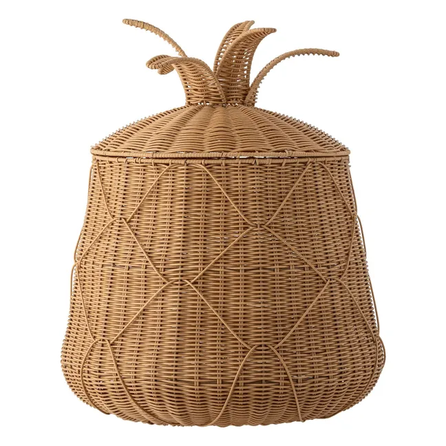 Cesta de mimbre con piña | Marrón