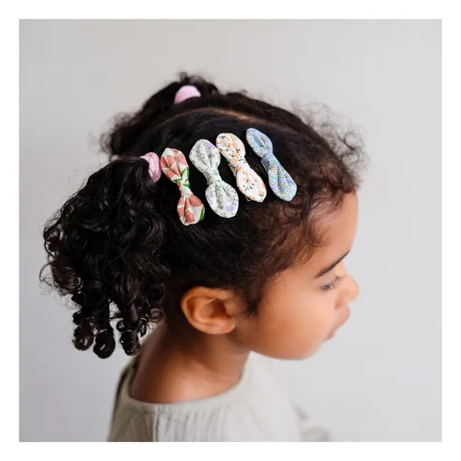 Lot de 4 Barrettes Noeud Fleuries | Ecru