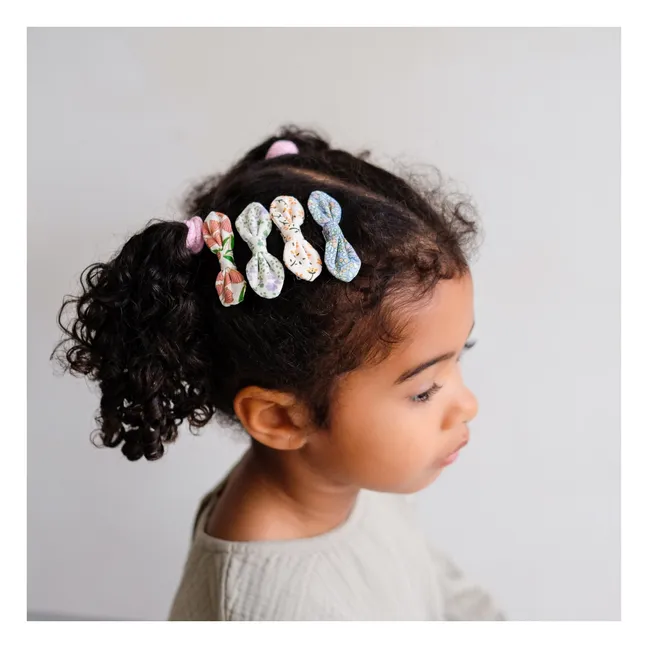 Lot de 4 Barrettes Noeud Fleuries | Ecru