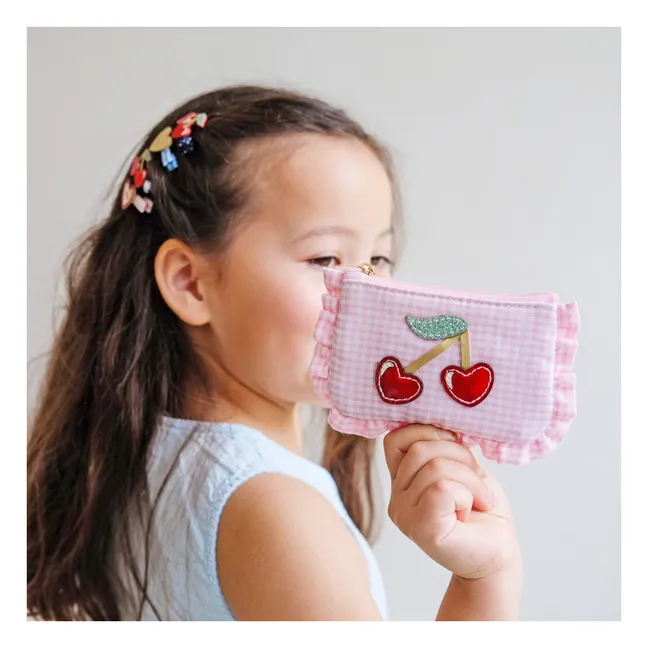 Cerise Vichy clutch bag | Pink