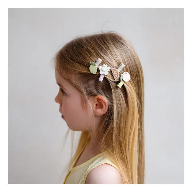 Lot de 8 Mini Barrettes Pêche | Jaune