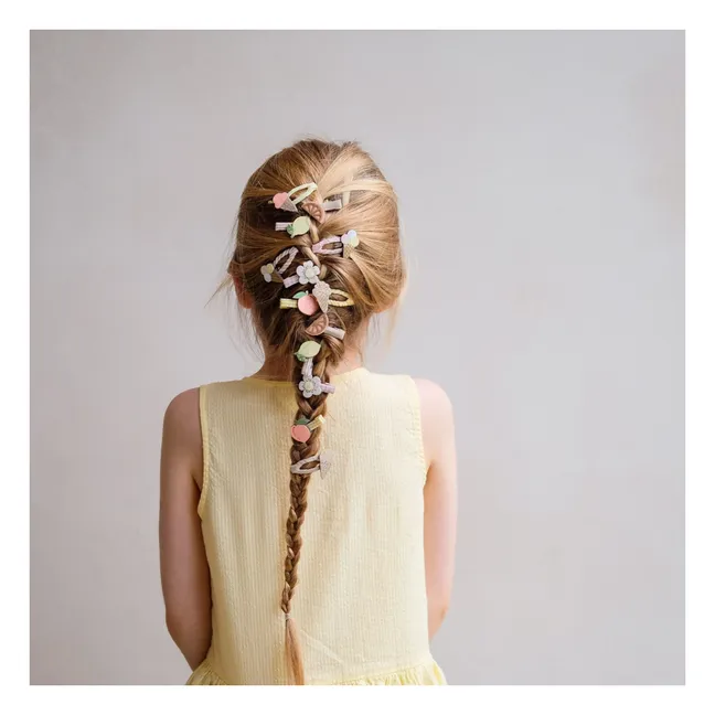 Lot de 8 Mini Barrettes Pêche | Jaune