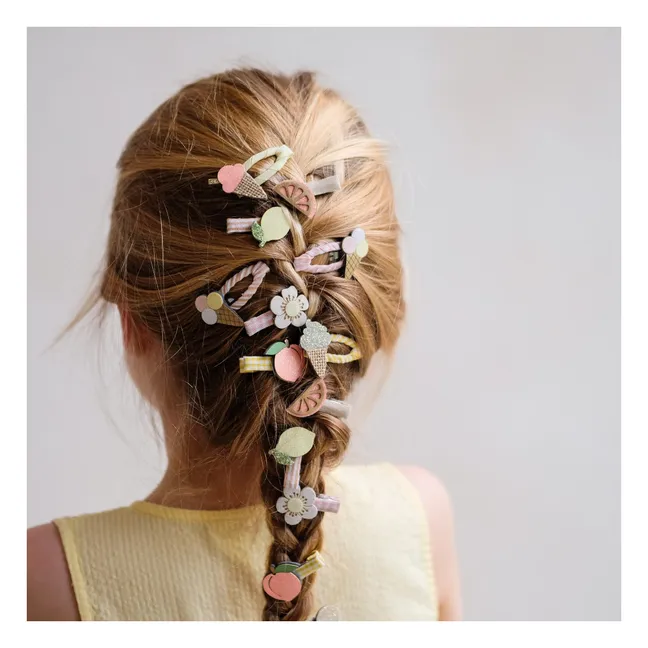 Lot de 8 Mini Barrettes Pêche | Jaune