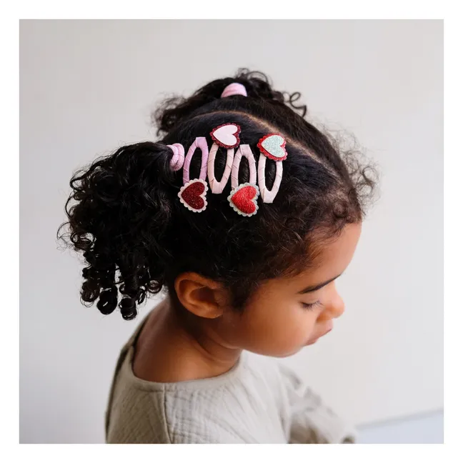 4er-Set Haarspangen Herz Feston | Rosa