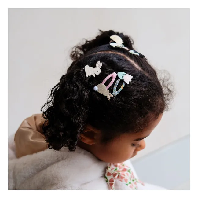Lot de 5 Barrettes Lapin & Poussin | Rose poudré