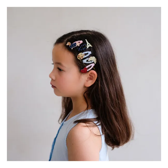 Lot de 5 Mini Barrettes Paris | Bleu marine