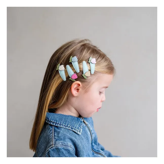 Lot de 5 Barrettes Tulipes | Turquoise