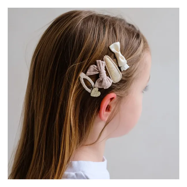 Set of 14 glittery scrunchies and hair clips | Gold