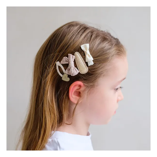 Set of 14 glittery scrunchies and hair clips | Gold