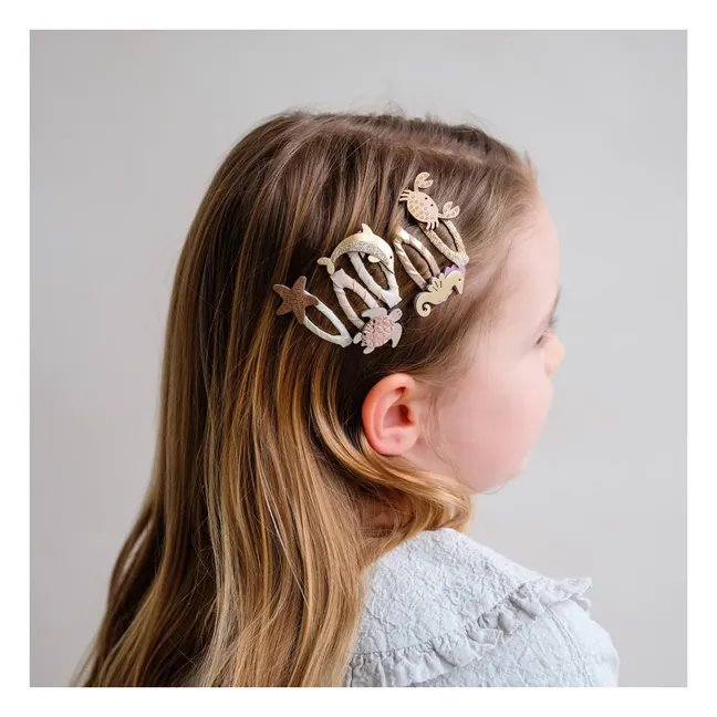 Lot de 5 Mini Barrettes Océan | Doré
