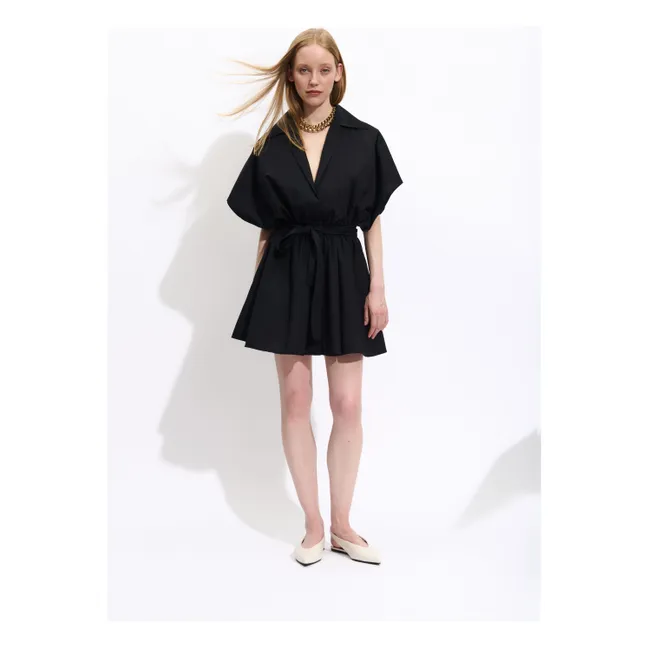 Tara Cotton Poplin Dress | Black