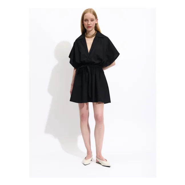 Tara Cotton Poplin Dress | Black