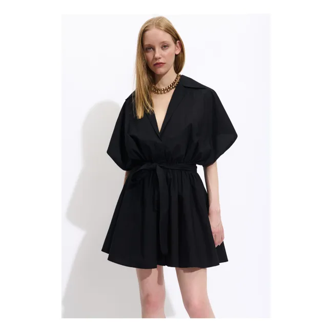 Tara Cotton Poplin Dress | Black