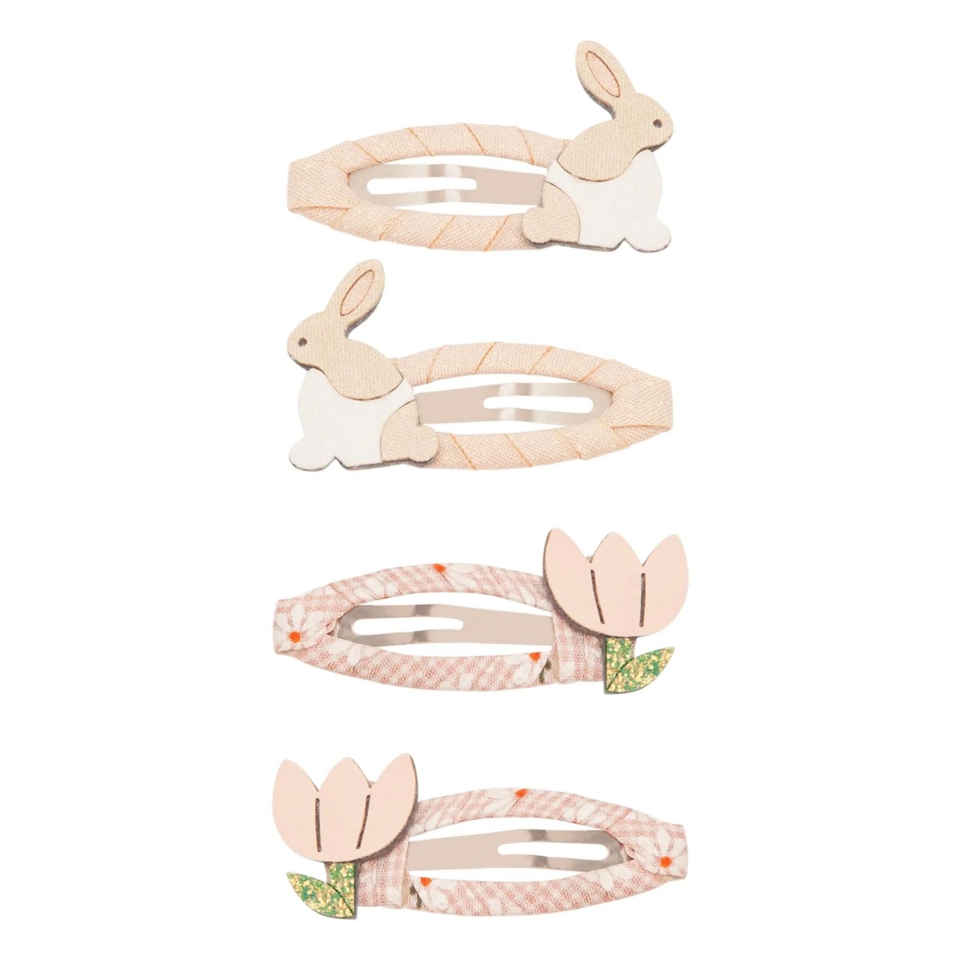 Mimi & Lula Pink Set Of 4 Rabbits & Flowers Hair Clips