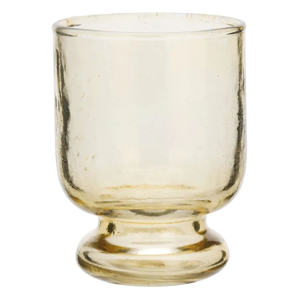 Hammered stemmed glass | Yellow