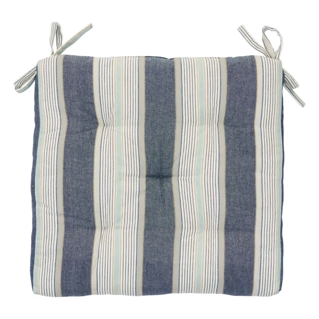 Assise de chaise en coton rayé | Bleu