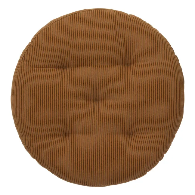 Chair cover in cotton with fine stripes | Caramel