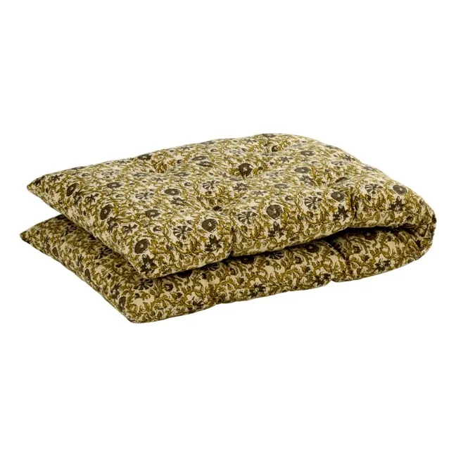 Bodenmatratze aus Baumwolle mit Blumenprint | Grün