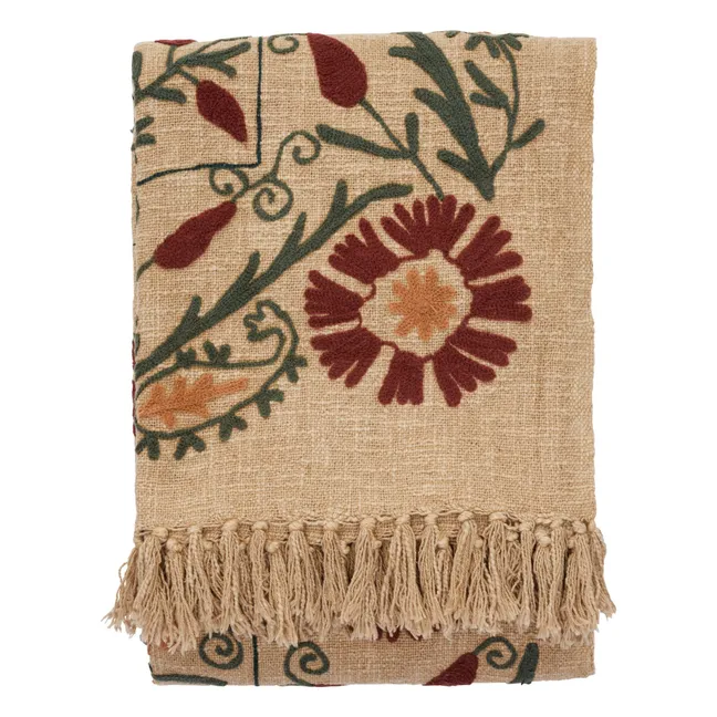 Suzani embroidered throw | Brown