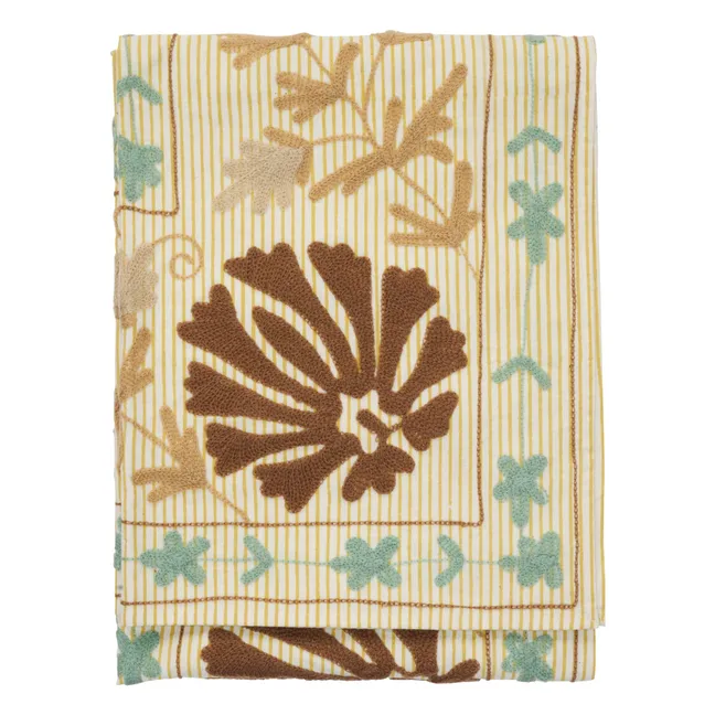 Suzani embroidered throw | Yellow