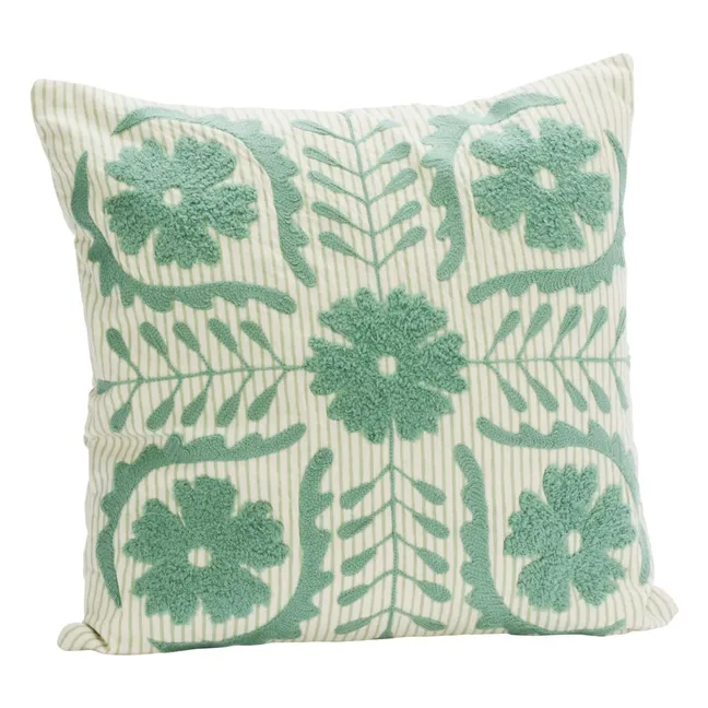 Suzani embroidered cushion cover | Green