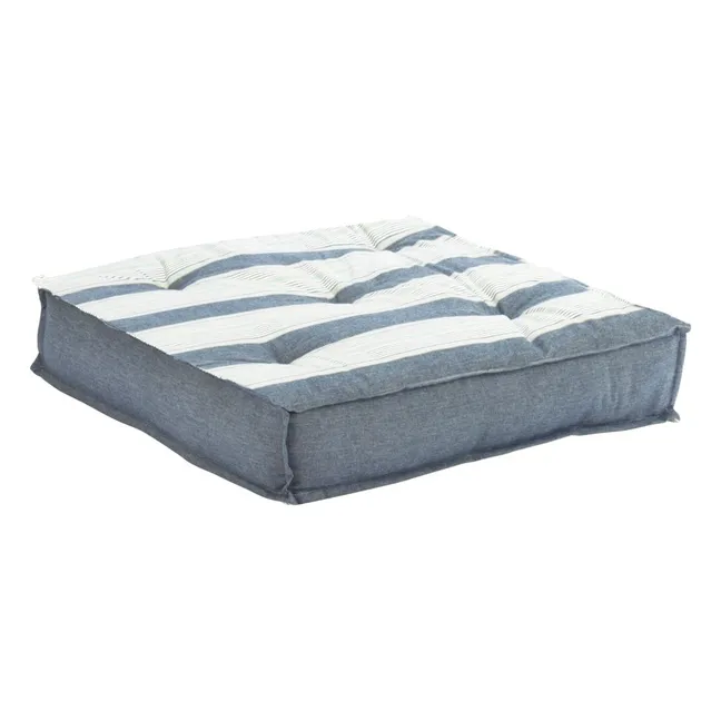 Coussin de sol en coton rayé | Bleu