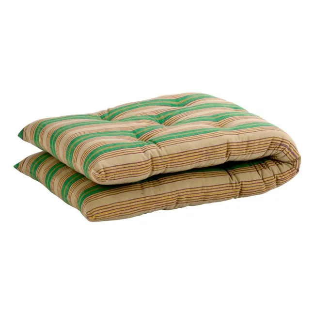 Striped cotton floor mat | Camel