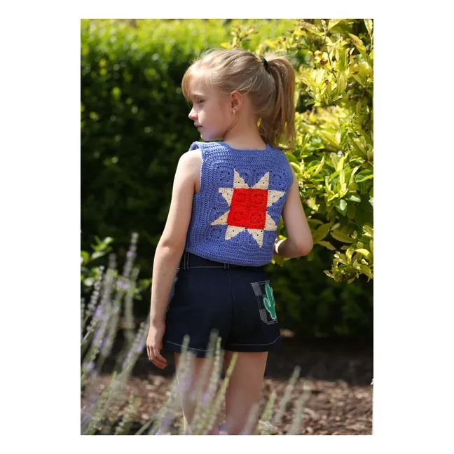 Gilet Sans Manches Sahara Crochet | Bleu