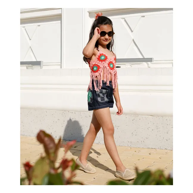 Atacama Crochet Fringe Top | Pink