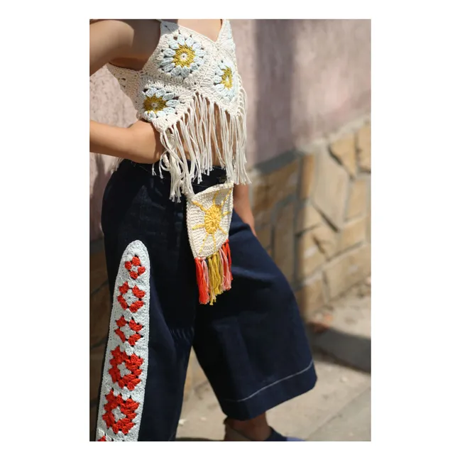 Atacama Crochet Fringe Top | Ecru