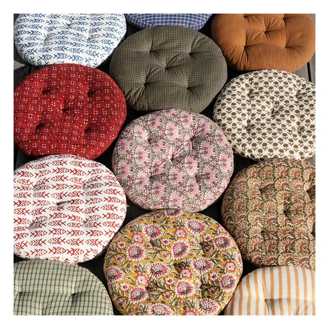 Coprisedia in cotone a righe | Giallo