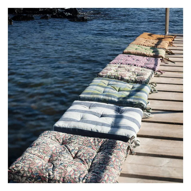 Assise de chaise en coton rayé | Bleu
