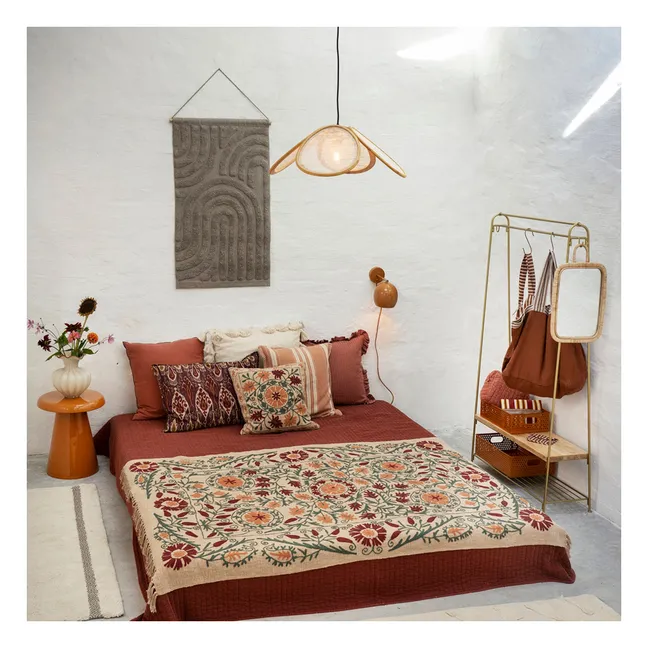 Suzani embroidered throw | Brown