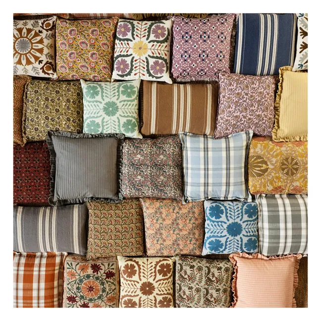 Copricuscino in cotone con stampa floreale | Verde