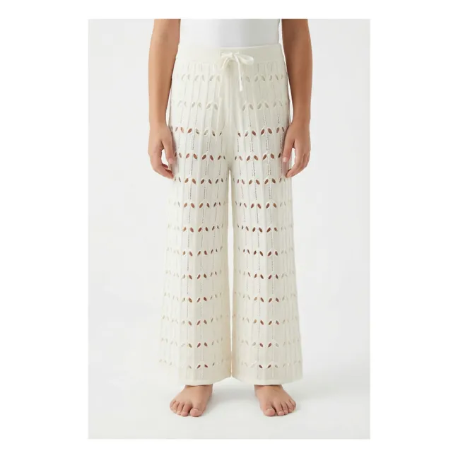 Pantalon Maille Ajourée | Blanc