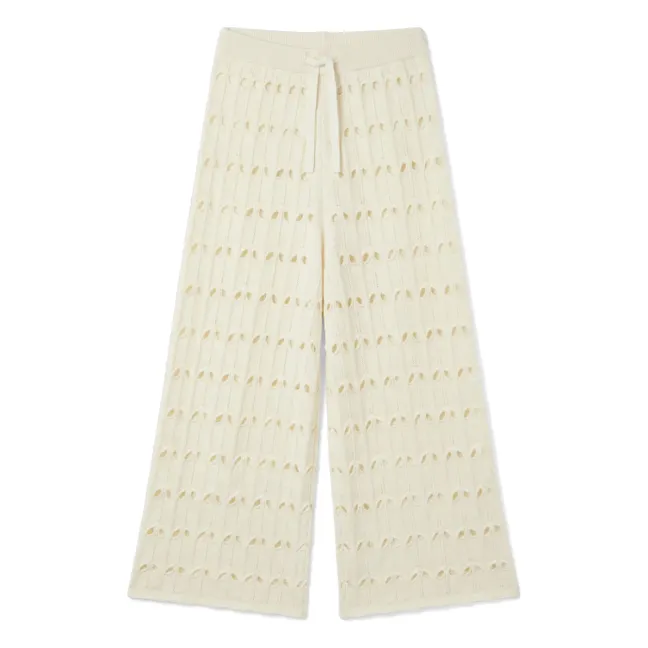 Pantalon Maille Ajourée | Blanc