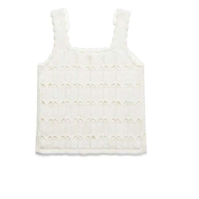 Top Maille Ajourée  | Blanc