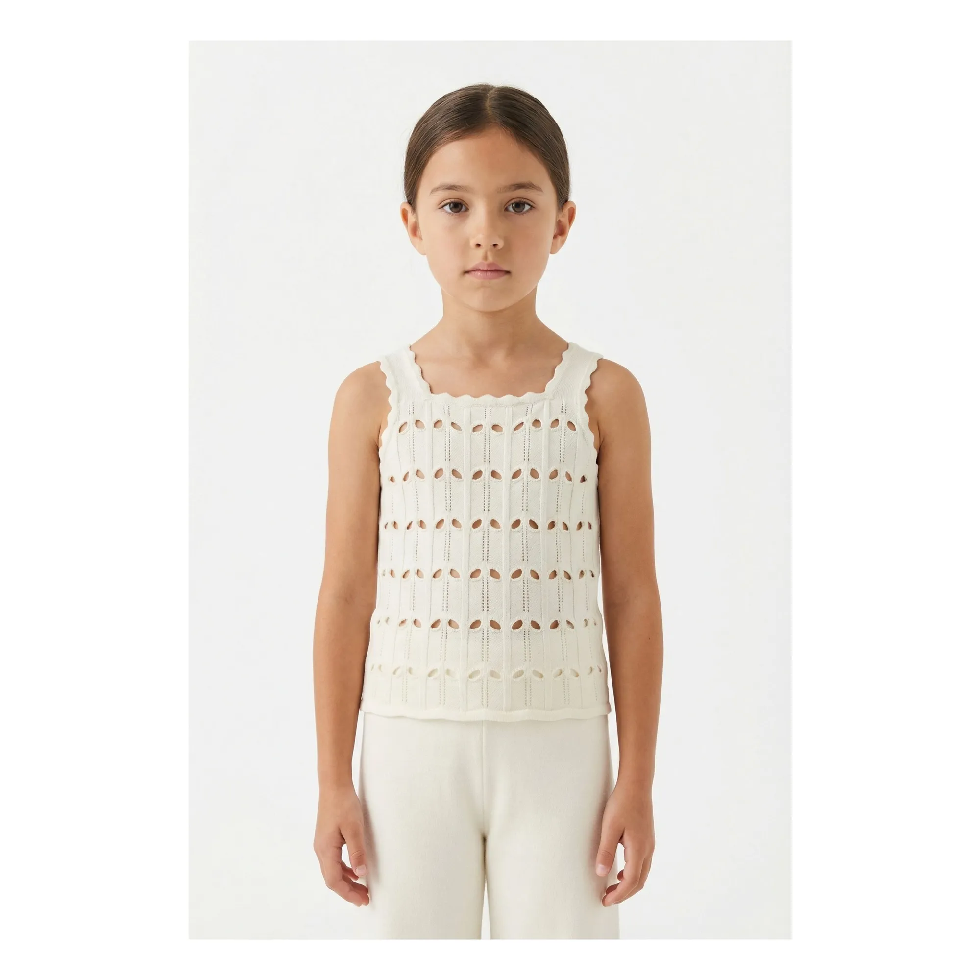 Top Maille Ajourée  | Blanc- Image produit n°1