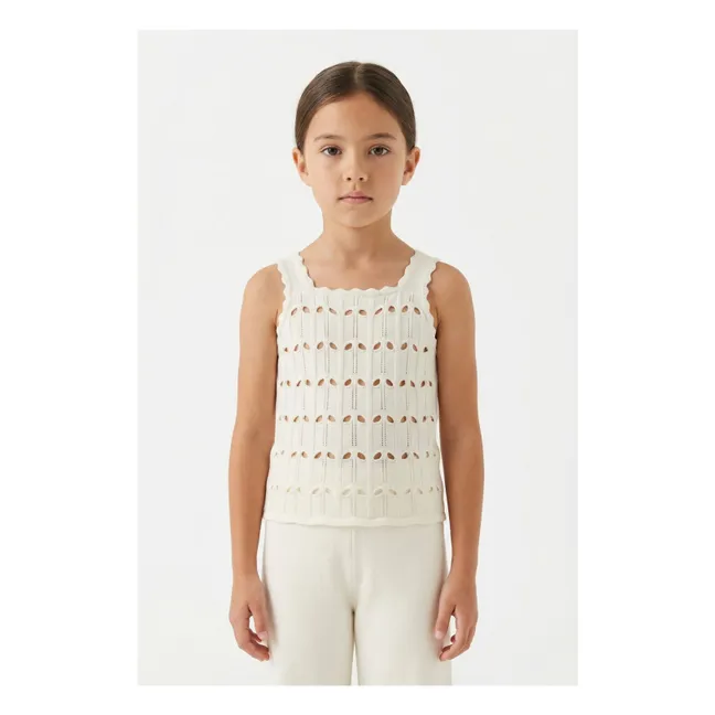 Top Maille Ajourée  | Blanc