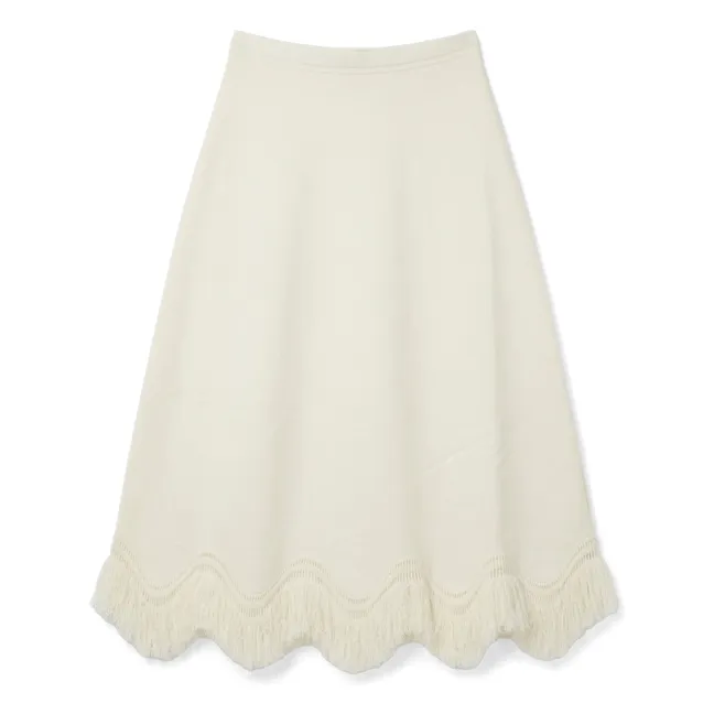 Paulina Fringed Skirt | Ecru